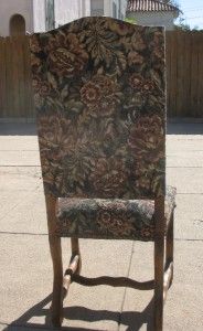 Six Antique 1880s Beachwood Peg Back Chairs France Original Tapestry 