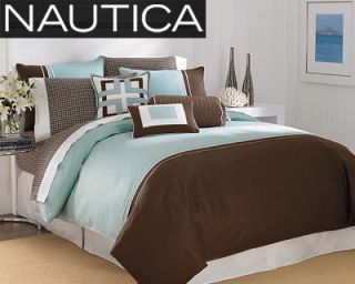 Nautica Grover Beach Twin Comforter w/ sham (Aqua and Brown)