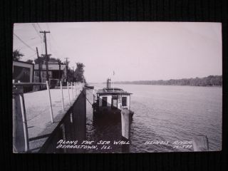 Vintage RPPC Sea Wall Beardstown Ill Illinois River Houseboat 1953 