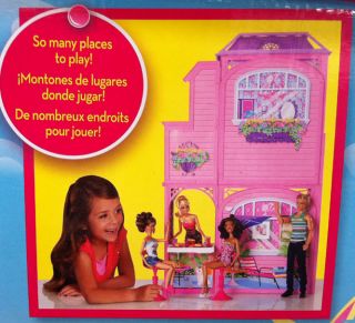 New Barbie Doll 2 Story 76cm Beach House Home Furniture with 30 Pieces 