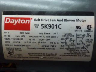 Dayton Belt Drive Fan & Blower Motor 5K901C #37937
