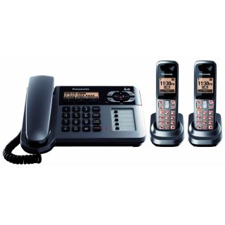 metallic gray cordless corded phone with answering machine kx tg1062m