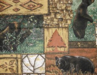 Black Bear Mountain Patch 100% Cotton Fabric BTY Yards Quilt Wildlife 