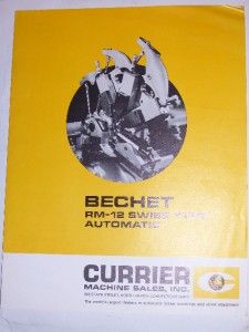 Vtg P Bechet Catalog RM 12 Swiss Type Automatic Lathe