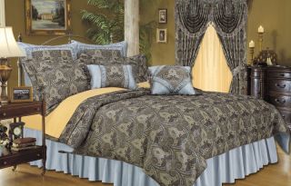 7Pcs King Nepos Comforter Set Bed in a Bag Blue