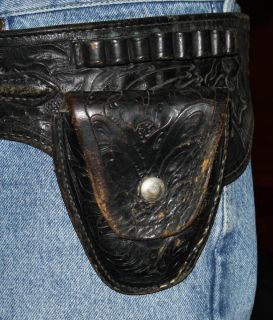 Antique Bedell Rogers Western Hand Tooled Holster Belt Texas Don 
