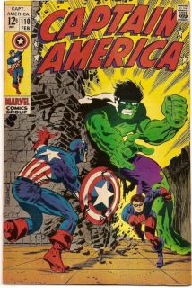 Silver Age 1969 Captain America 110 Marvel Hulk Bucky