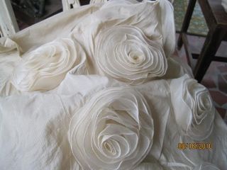 Shabby Shimmer Organza Glamor Chic Ruffles Large Roses Ivory 