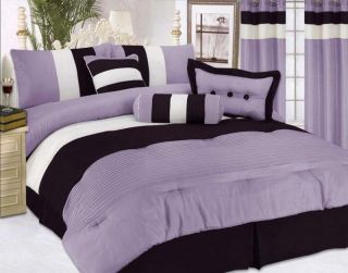 Pcs Modern Satin Bedding Comforter Set Queen Purple