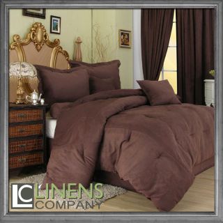   size Solid Brown color Microsuede Comforter Set Bed In A Bag Brand New