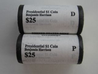 Benjamin Harrison P D Presidential Coin Rolls 50 Uncirculated Dollars 