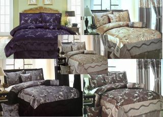   Mary Comforter Sets Black Beige Purple Sage Brown Bed in A Bag