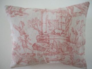 Antique Linen Pillow Toile de Jouy LOffrande A LAmour 1880s French 