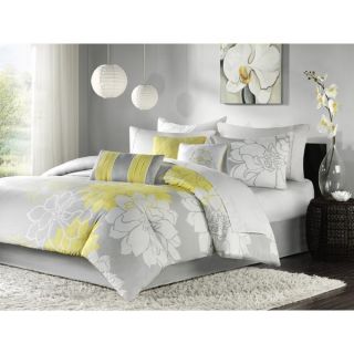   Yellow Gray 7 PC King Classic Look Comforter Bed Set New