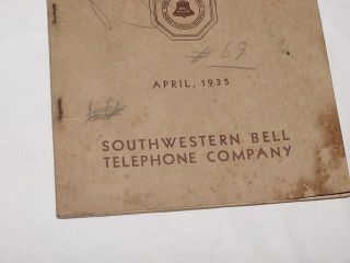 1935 SW Bell Amarillo Texas Telephone Directory Phone Book Names 