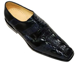 Belvedere Fabrizio Navy Crocodile Tail Lizard Shoes 9 5