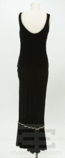 Luisa Beccaria Black Beige Velvet Trim Sleeveless Long Dress Size 44 