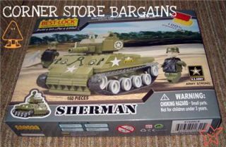 Best Lock Construction Toys Sherman Tank 160 Pieces 100 Compatible 