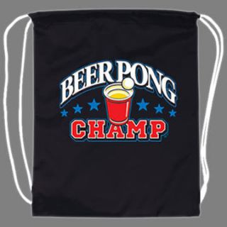 Beer Pong Champ Funny Drawstring Backpack Tote Bag