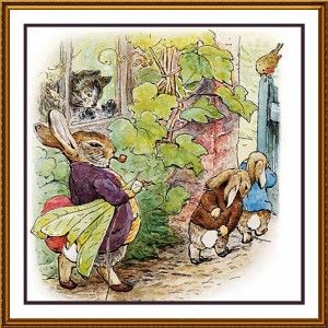 Beatrix Potter Peter Mr Rabbit in Garden Counted Cross Stitch Chart 