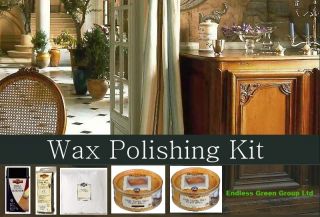 Furniture Polishing Kit Inc. Wax Polish Wire Wool Cotton Rags & Wax 
