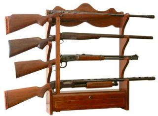   Mount Gun Rack 4 Gun Shelf Rifle Storage with Locking Door New