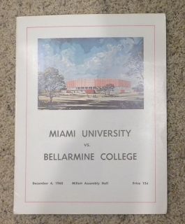 1968 69 BELLARMINE COLLEGE VS MIAMI (OHIO) UNIV BASKETBALL PROGRAM 
