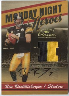 BEN ROETHLISBERGER 2008 CLASSICS STEELERS 2 COLOR PATCH AUTO JERSEY 7 