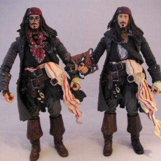 Captain Jack Sparrows w Monkey Pirates of The Caribbean Figure NECA 
