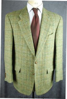Mens Grey Green Benvenuto Overcheck Harris Tweed Jacket 46R REF16 