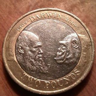   COIN TWO POUNDS 2009 CHARLES DARWIN ORIGIN OF SPECIES ANNIVERSARY