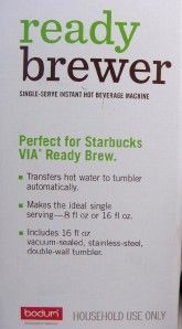   Via Ready Brewer Single Serve Instant Hot Beverage Maker Coffee