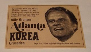 1973 TV Ad Billy Graham Atlanta Korea Crusades