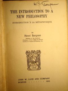 Bergson Introduction New Philosophy First Ed 1912