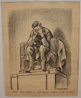 Bill Mauldin 1963 Sun Chicago Times Lincoln Weeping Crying Mourning 