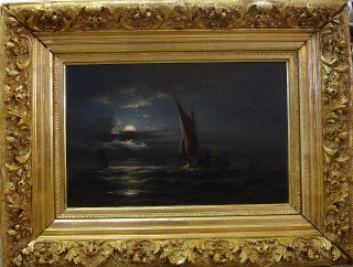 Carl Bille Sailing Ships in Moonlight
