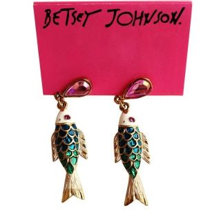 Betsey Johnson Sea Excursion Fish Drop Earrings