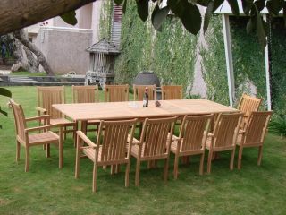 13 PC Dining Teak Set Garden Outdoor Patio Furniture New T4 Cahyo Deck 