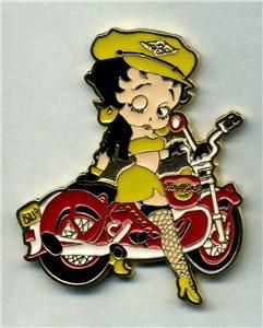 Betty Boop Biker Harley Davidson Red Dress Yellow Pin