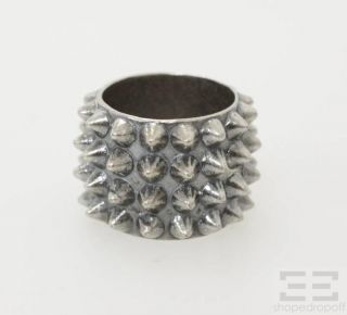 Tom Binns Graphite Silver Plated Punk Pave Pyramid Stud Ring Size 7 
