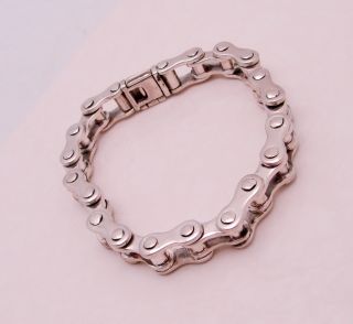 Bicycle Chain Mens Bracelet 925 Sterling Silver 67 9g