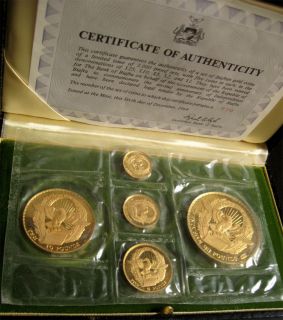 1969 Biafra 5pcs Gold Proof Set PS1 in Origin Case with Certification 