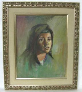   1947 Mexican Oil on Canvas Portrait Painting Signed Bevier