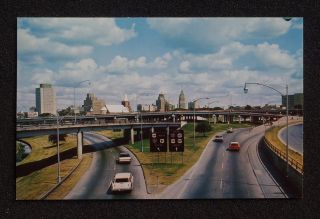  Skyline Old Cars on Highway San Antonio TX Bexar Co Postcard Texas
