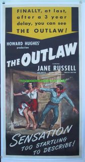 The Outlaw Movie Poster 3 Sheet R1950 Jane Russell