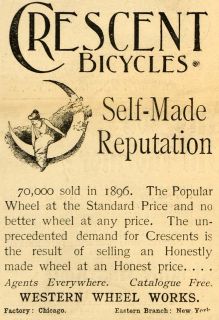   Western Wheel Works Crescent Bicycles Chicago   ORIGINAL ADVERTISING