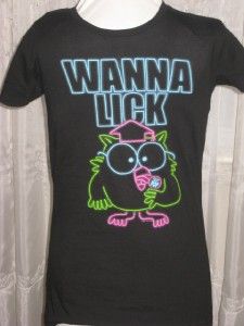   Juniors Graphic Tee Tshirt Black Tootsie Roll Up Wanna Lick Shirt NEW