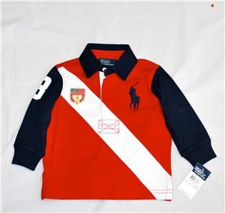 AUTHENTIC * RALPH LAUREN RED BIG PONY RUGBY SHIRT * 18 MONTHS 