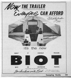 Original 1963 Vintage Ad BIOT Tent Camping Trailers Oil City 