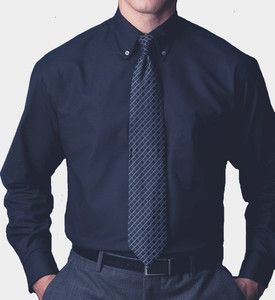 Bill Blass Mens Premium Oxford Long Sleeve Wrinkle Free Shirt Dark 